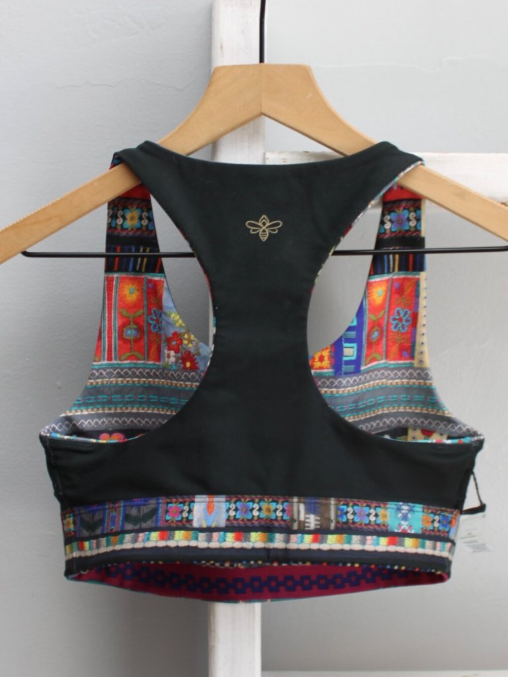Johnny Was Beatrice Bee Active Reversible Sports Bra Black Multicolor Size XS - Picture 5 of 7